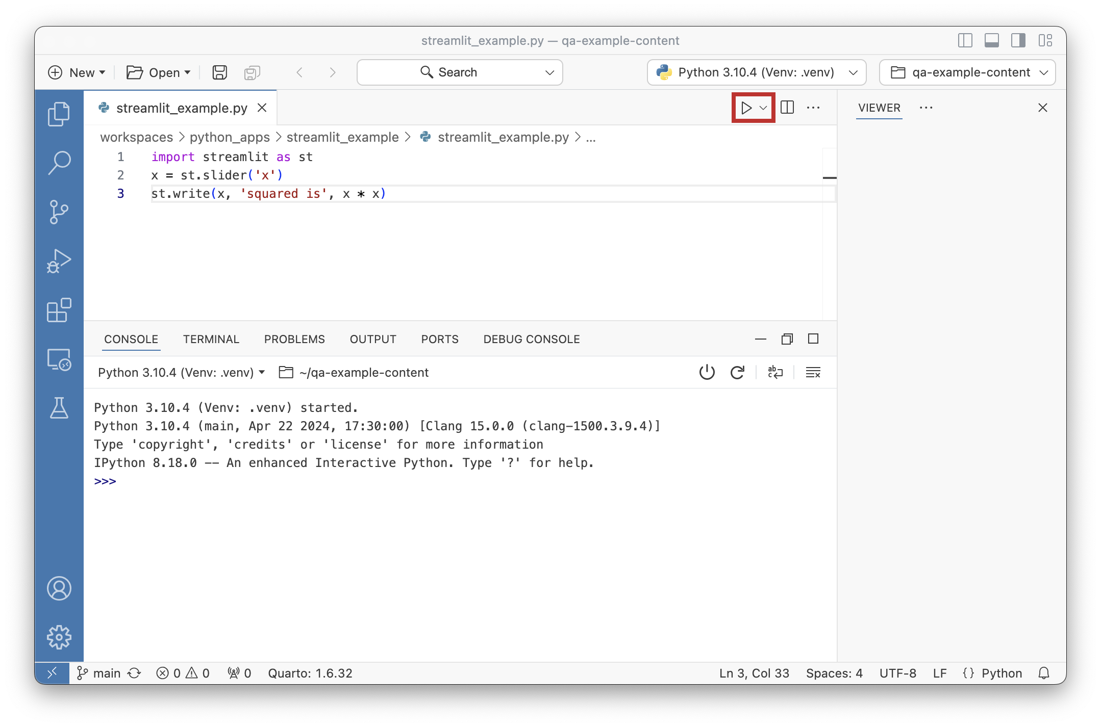 Positron App Launcher button in Editor Actions